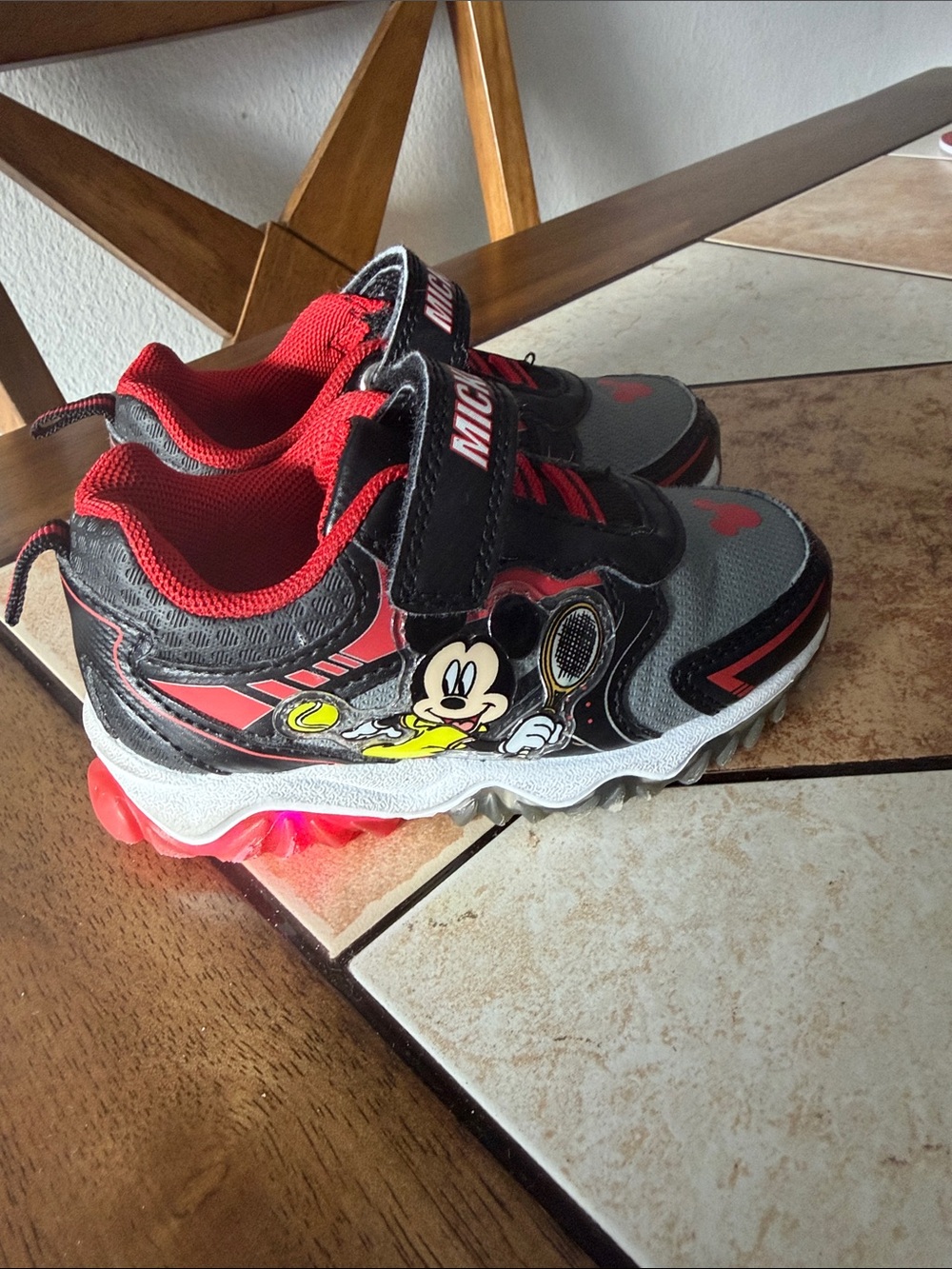 Kids Light-Up Mickey Character Sneakers - Black & Red